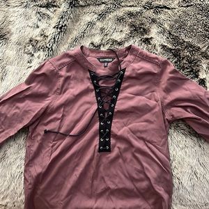 Long sleeve tie up blouse